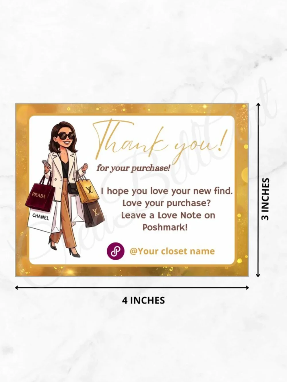 100 Personalized Fashion Thank You Cards Small Business, 4×3 in